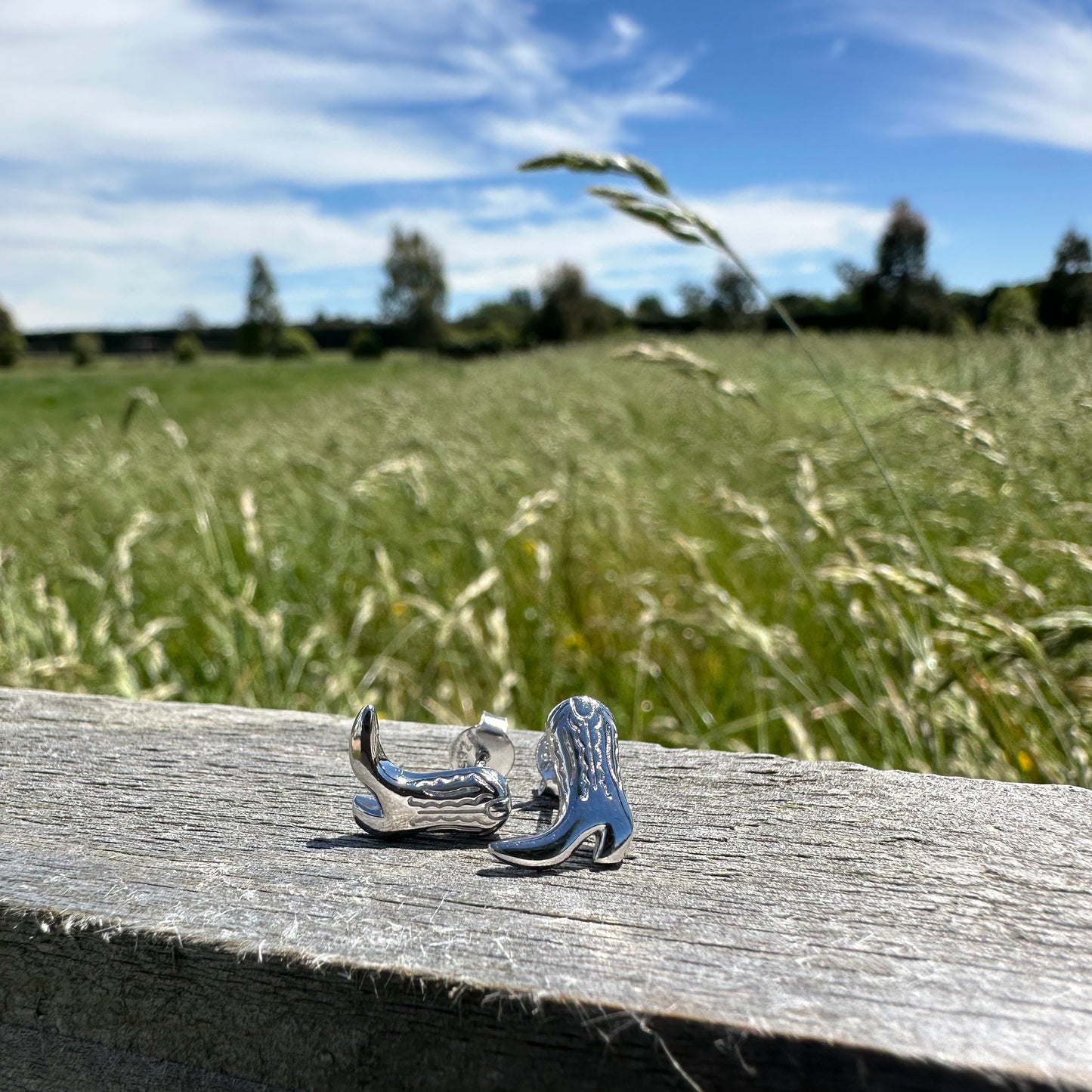 Bless Your Heart Cowboy Boot Studs - Sterling Silver Rhodium Plated