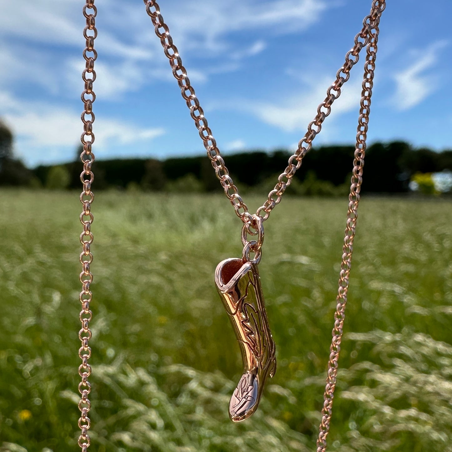 Cover Me Up Western Cowboy Boot Necklace - Sterling Silver 14K Rose Gold Plated