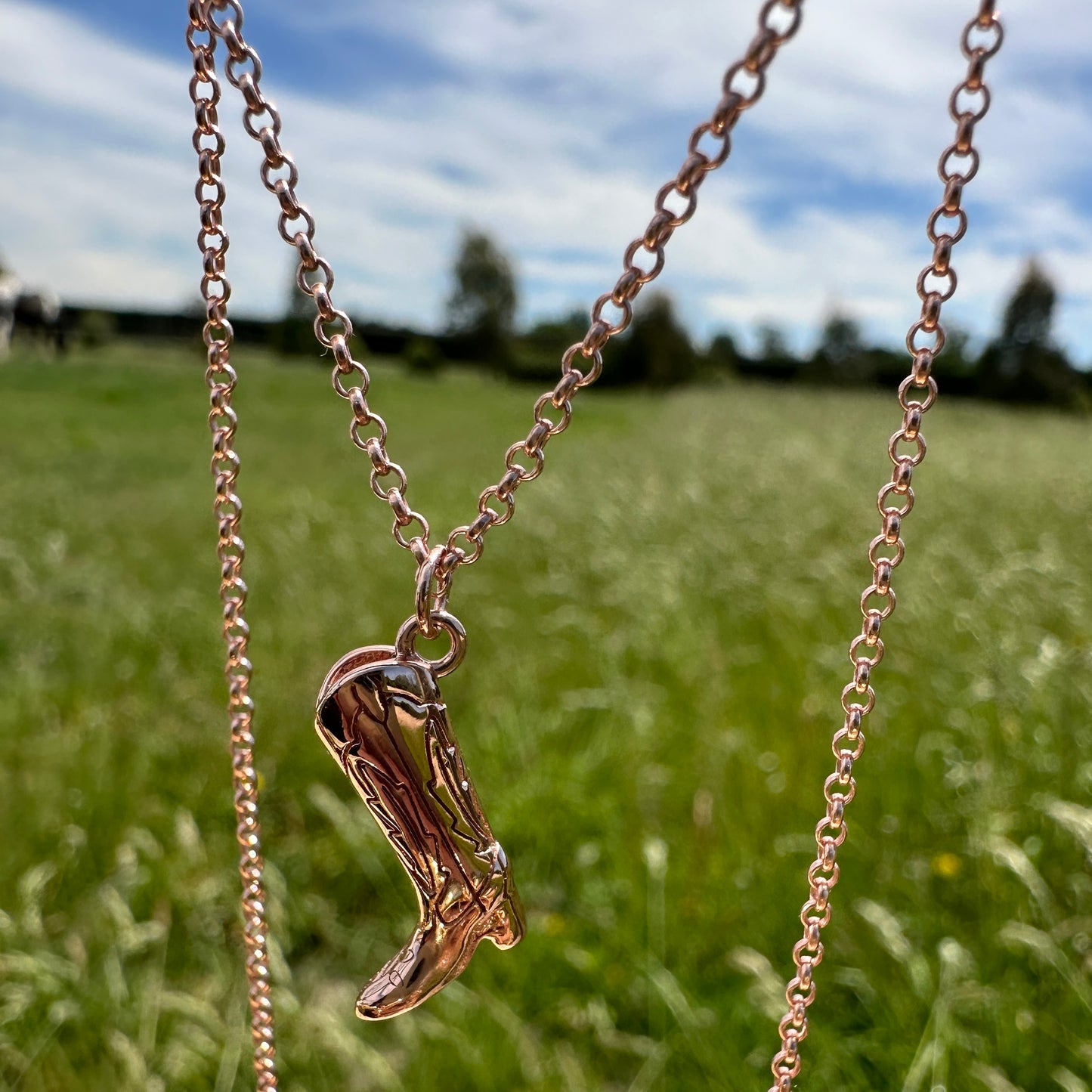 Cover Me Up Western Cowboy Boot Necklace - Sterling Silver 14K Rose Gold Plated