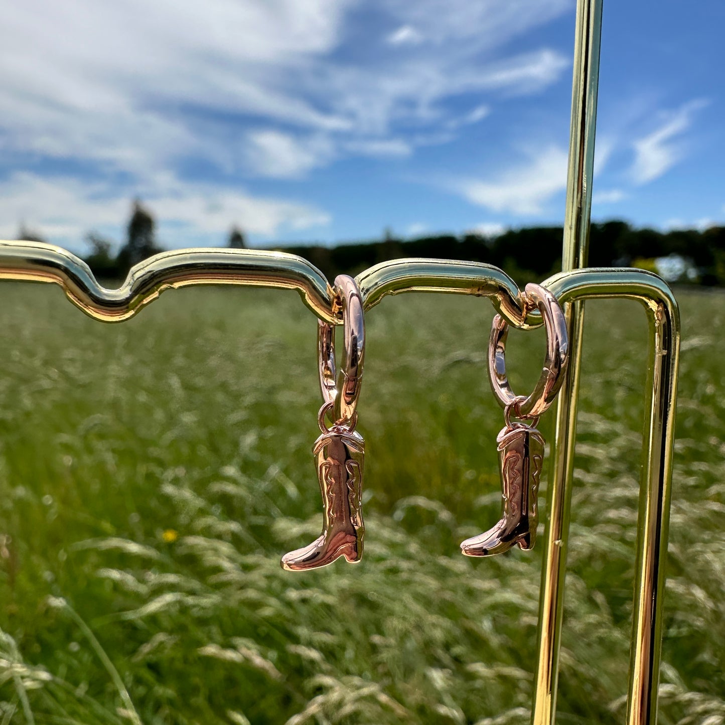 Sand In My Boots Huggie Earrings - Sterling Silver 14K Rose Gold Plated