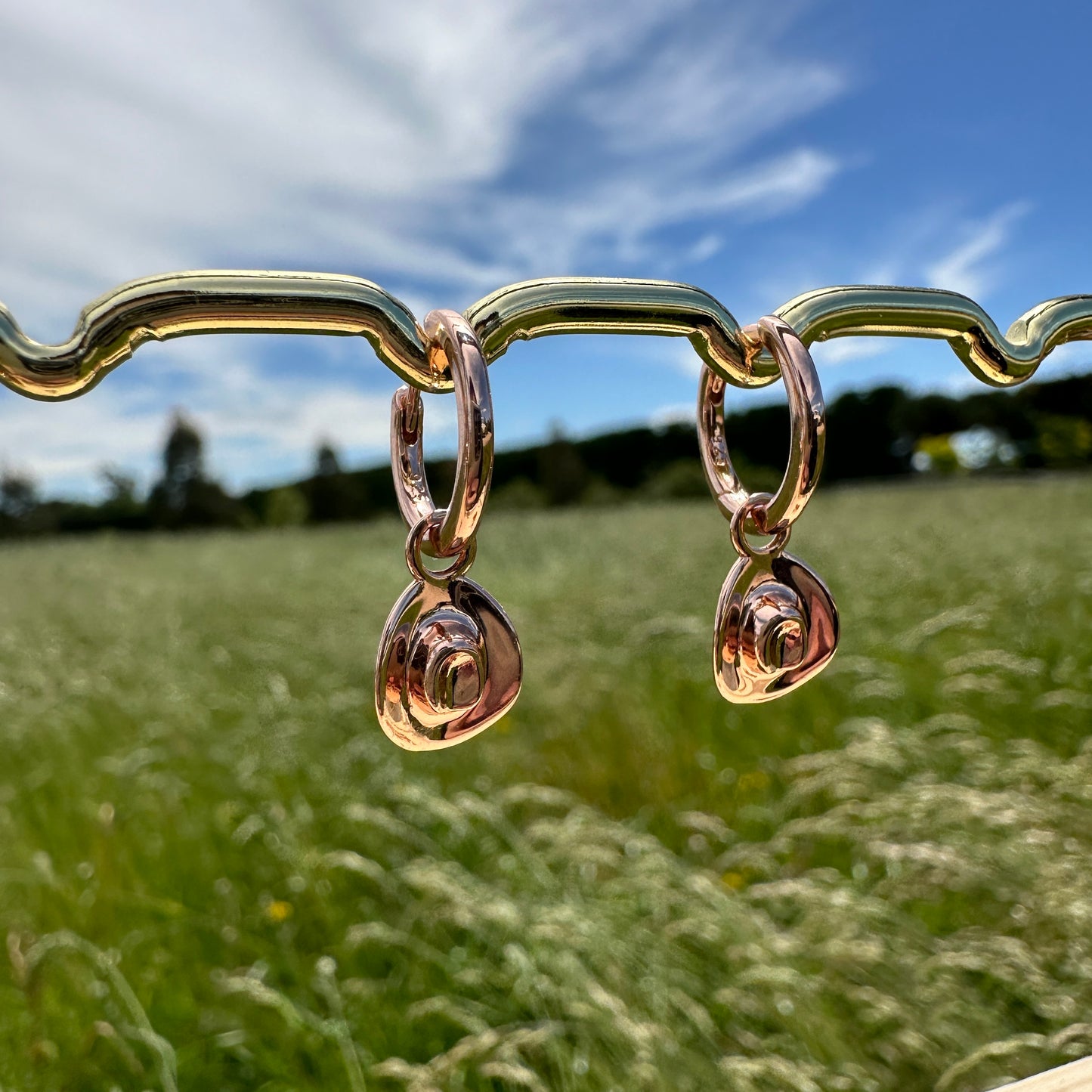 Western Outlaw Huggie Earrings - Sterling Silver 14K Rose Gold Plated