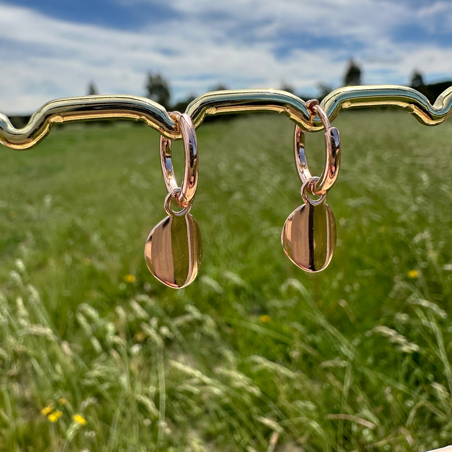 Western Outlaw Huggie Earrings - Sterling Silver 14K Rose Gold Plated