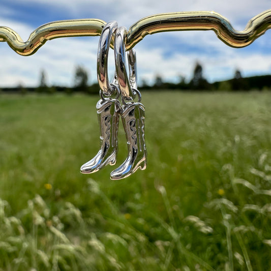 Sand In My Boots Huggie Earrings - Sterling Silver Rhodium Plated