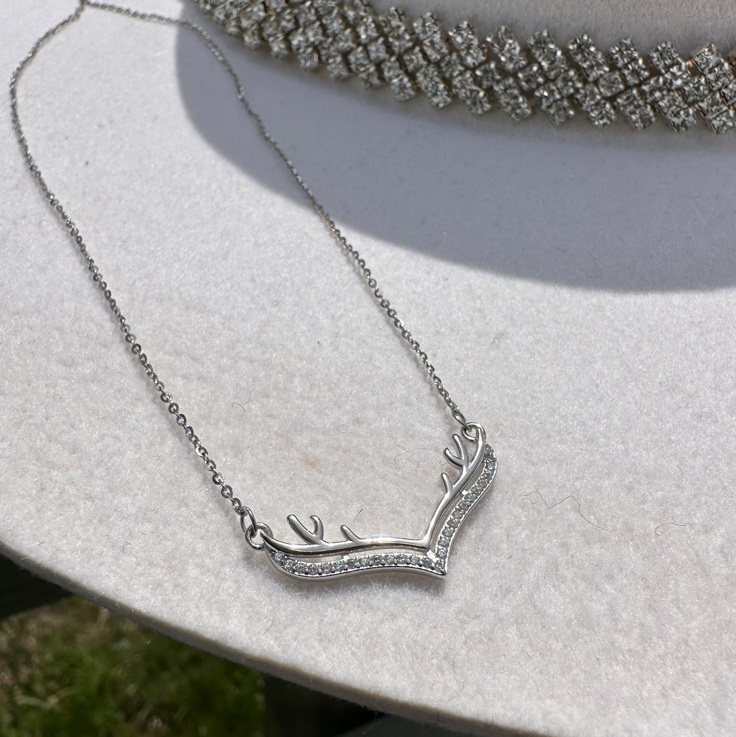 Velvet Deer Antler Necklace - Sterling Silver